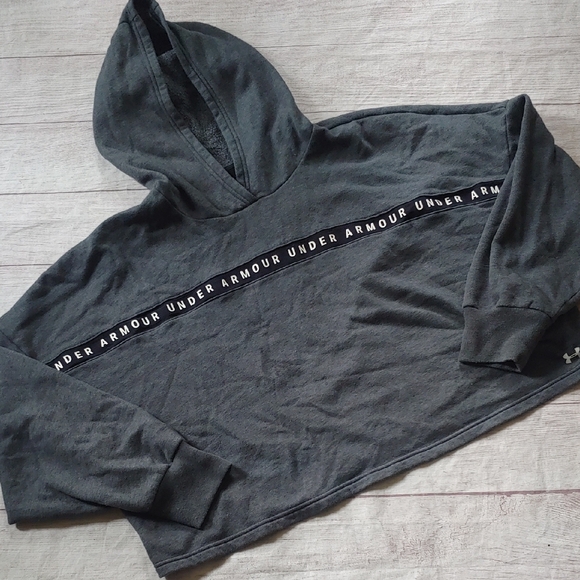 Under Armour Tops - Under Armour Charcoal Cropped Hoodie